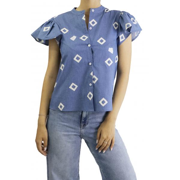 Camicia fantasia con volant Tami